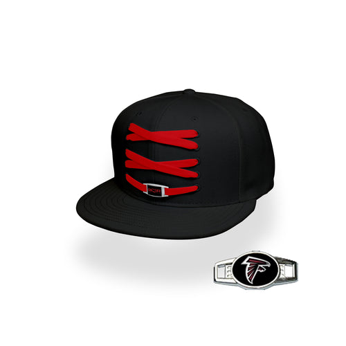 Atlanta Custom Black Football Lacer Snapback Set