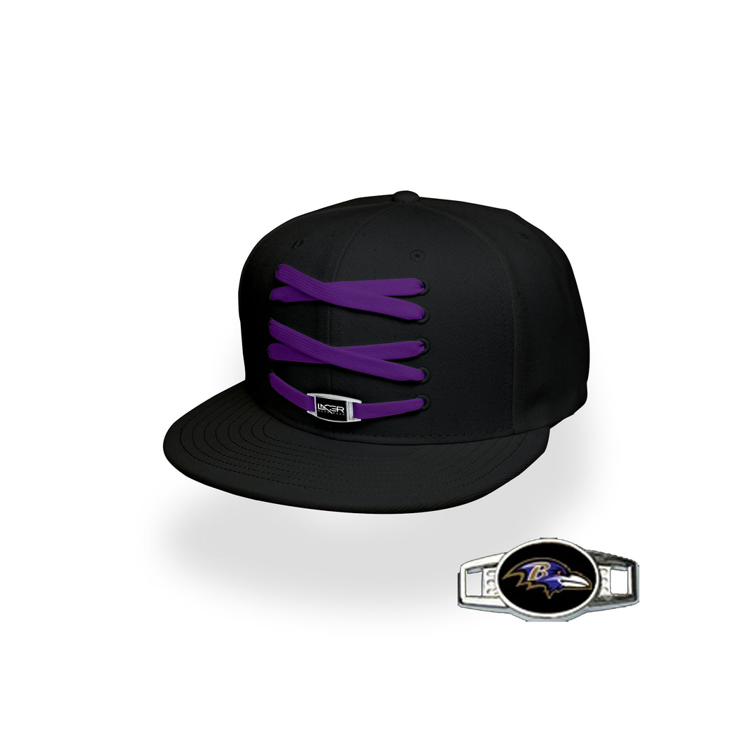 Baltimore Custom Black Football Lacer Snapback Set