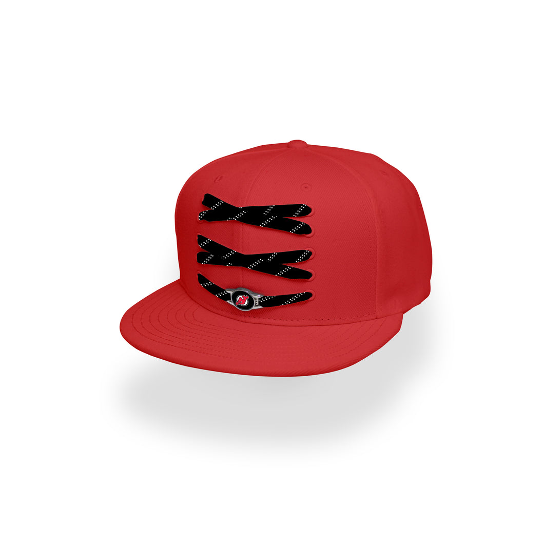 New Jersey Custom Red Hockey Lacer Snapback Set