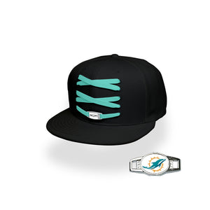 Miami Custom Black Football Lacer Snapback Set