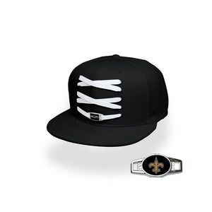 New Orleans Custom Black Football Lacer Snapback Set