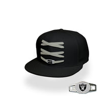 Load image into Gallery viewer, Oakland Custom Black Football Lacer Snapback Set