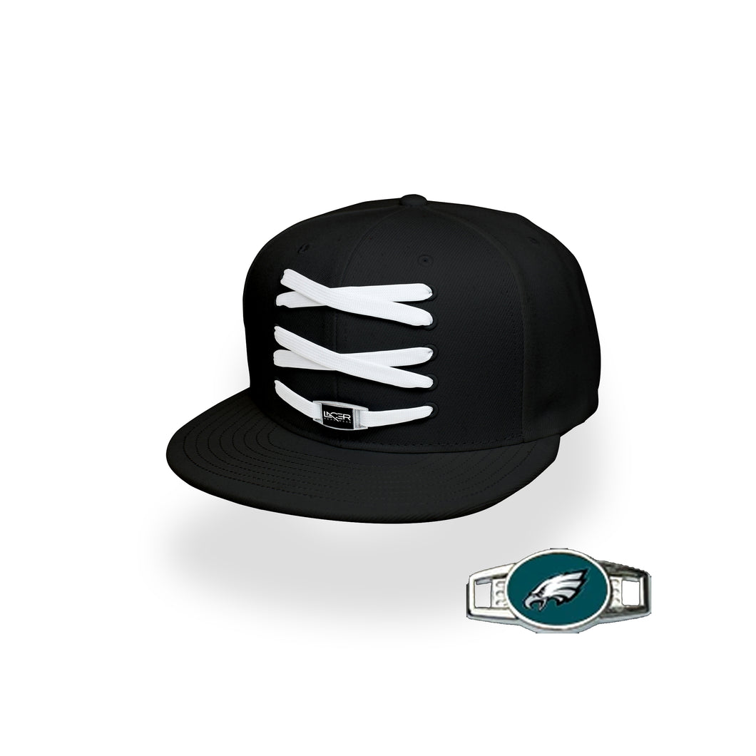 Philadelphia Custom Black Football Lacer Snapback Set